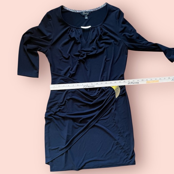 Thalia Sodi Black Sheath Dress 3/4 Sleeve Crew Neck - Picture 7 of 8